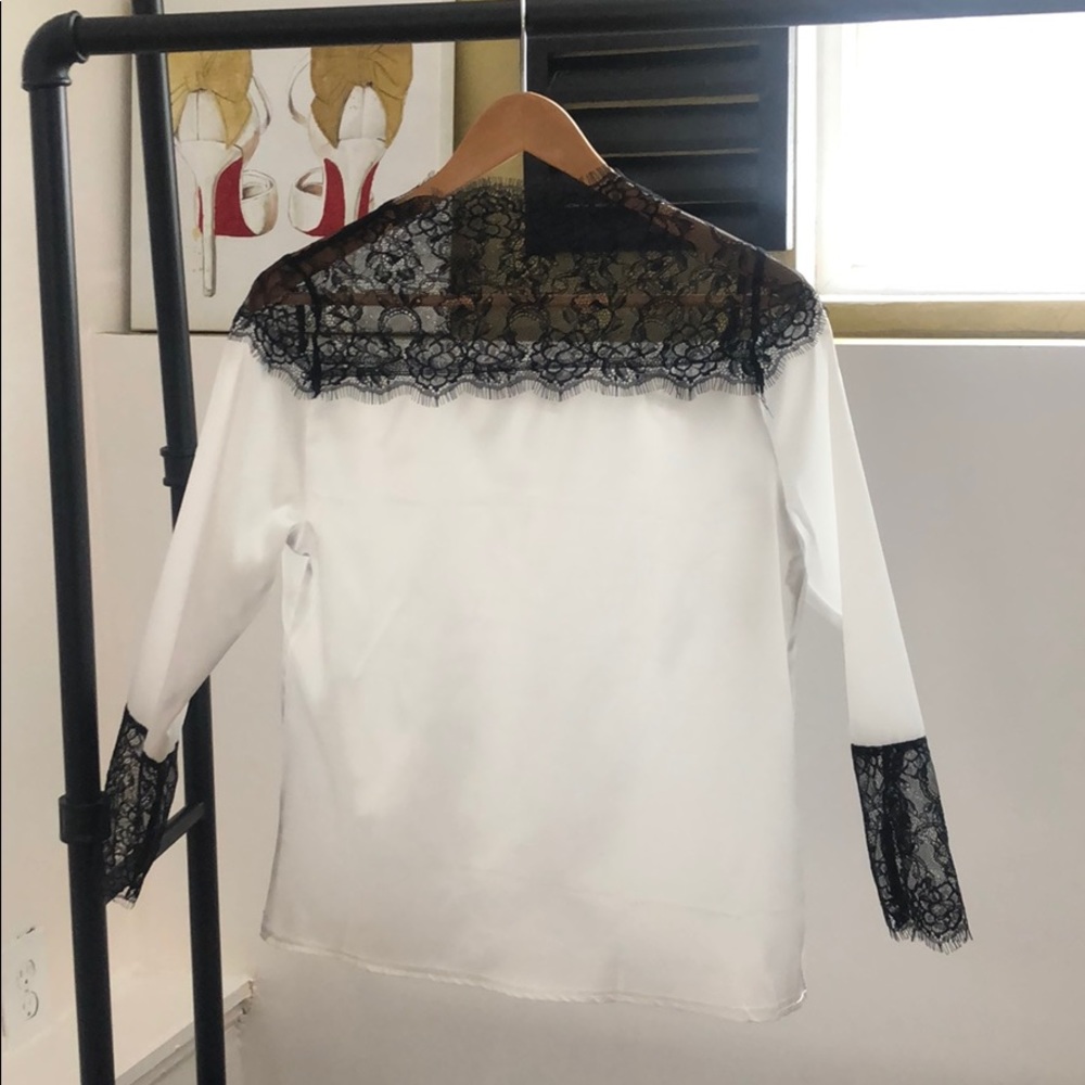 White Satin Shirt With Lace Details NEW